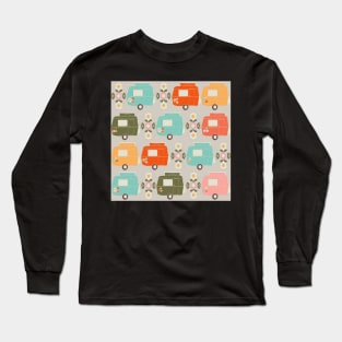 Colourful Vintage Caravans and Daisies Long Sleeve T-Shirt